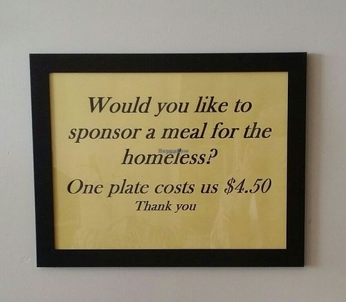 signage meal sponsor at Hare Krishna Food For Life in Fortitude Valley