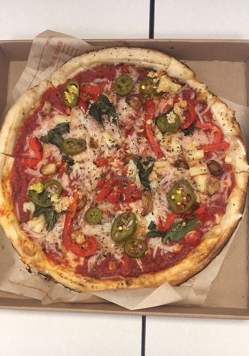 Colorful and spicy vegan pizza! at Blaze Pizza in Boca Raton
