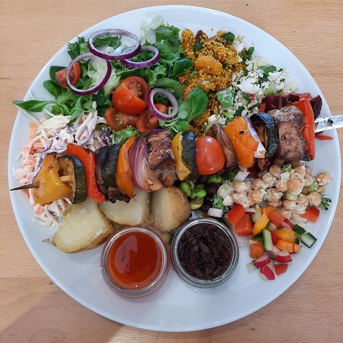 Tofu skewer (one of the deli lunch options)  at The HiVe Cafe in Weymouth