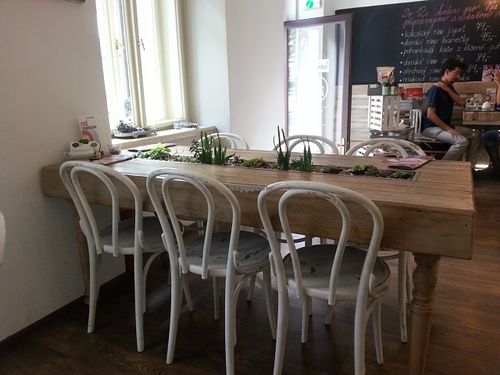 Cool table at Sweet Secret of Raw in Prague