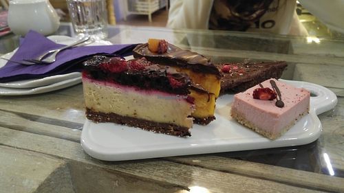 5 pieces of cake  at Sweet Secret of Raw in Prague
