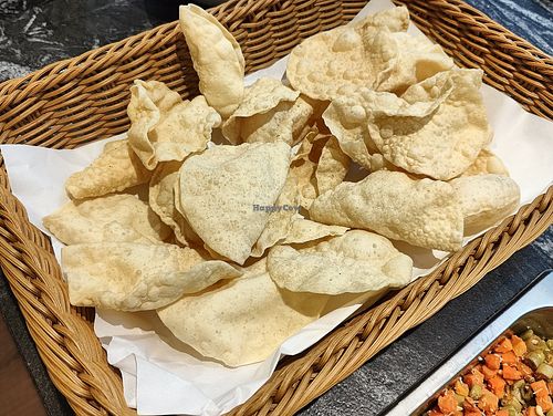 Papadam at Annalakshmi Restaurant in Central Singapore