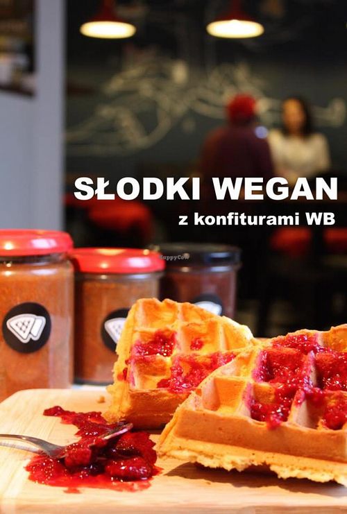 Sweet vegan waffle at Waffle Bar in Warsaw