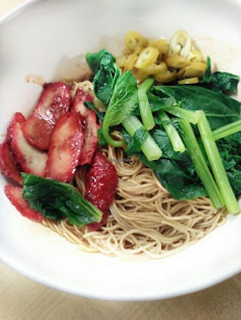 Dry Wanton Mee ($3), it comes with a bowl of clear soup with 2 dumpling. at Five Insights Hall 五观食堂 in Central Singapore