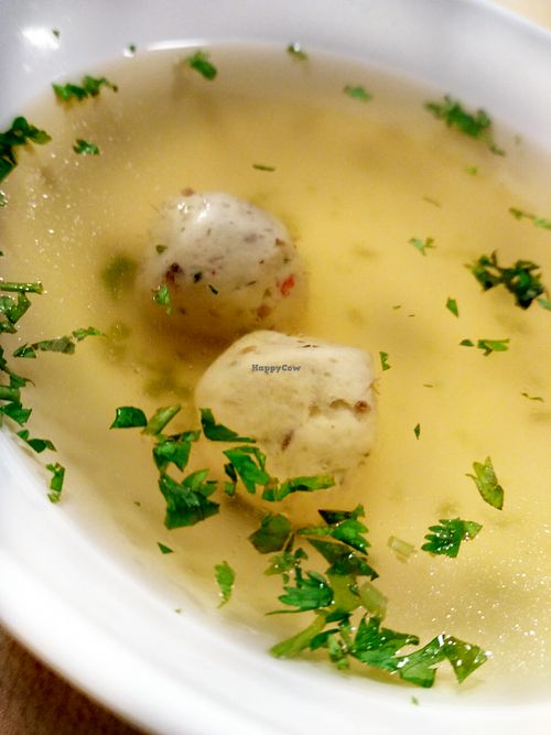 Clear Soup with 2 vegetarian fishball from Mushroom Noodle  at Five Insights Hall 五观食堂 in Central Singapore