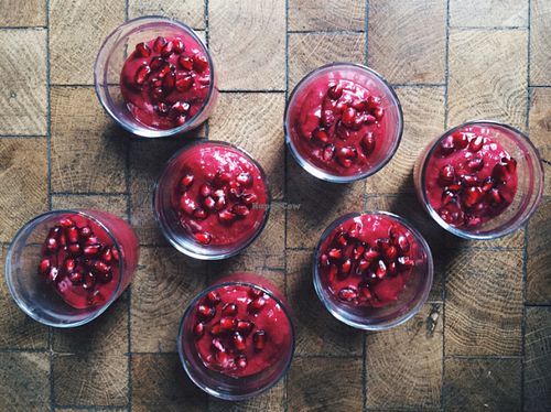 raw raspberry-chia mousse. always slightly different dishes snd desserts during the brunch  at Barkett in Berlin