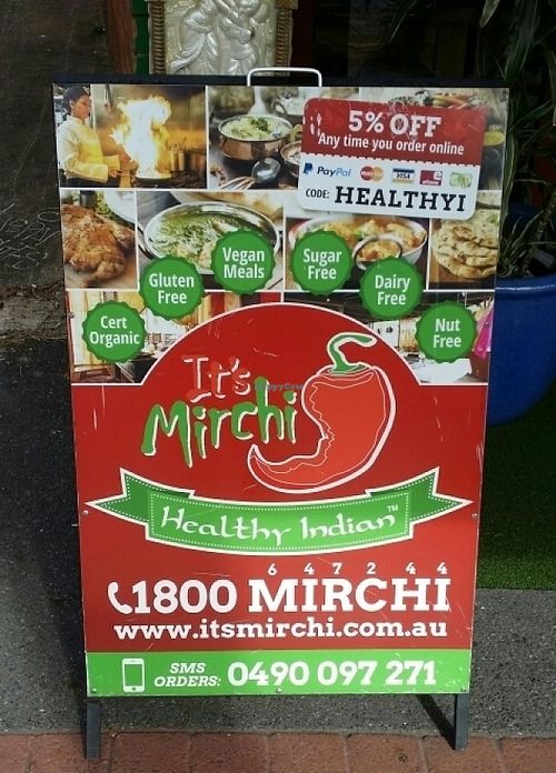 a-frame street sign at Its Mirchi Healthy Indian in Paddington