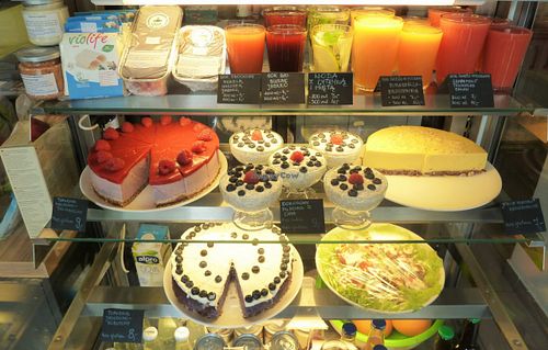 Desserts, juices and vegan cheese. at Vegus Bar in Rzeszow