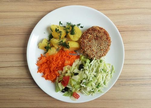 buckwheat and peanut pattie at Vegus Bar in Rzeszow