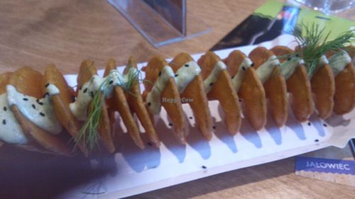 Potato LOK. Cripsy and delicious, served with light avocado-mayo sauce. at LOKI in Warsaw