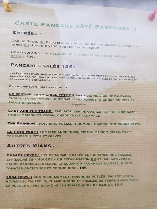 Menu 2024 at Pancake Fever in Caen