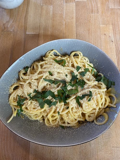   Pasta Antje (sauce cheddar style)  at Vistro in Hamburg