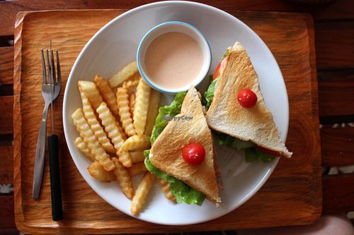 Club sandwich at Lin's Cafe in Savannakhet