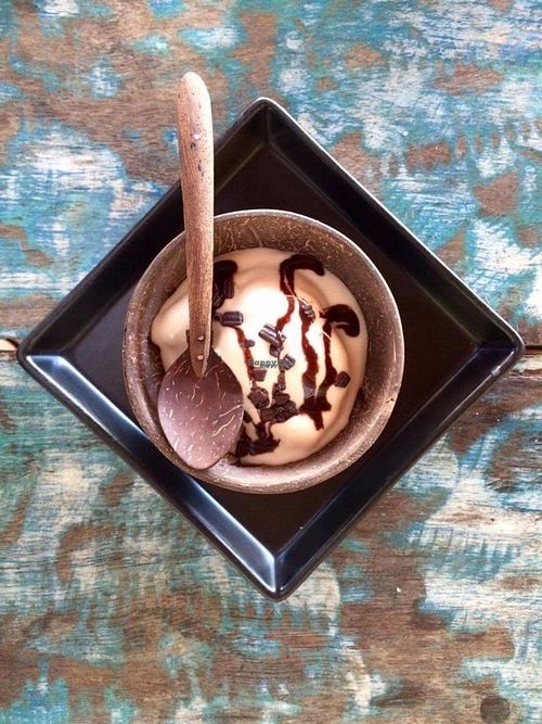 The heavenly vegan coconut ice cream  at Chaba Cafe and Gallery in Koh Yao Noi