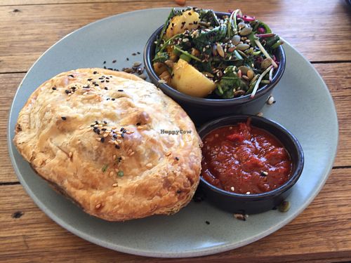 Vegan pie with salad at Urban Projuice in Albert Park