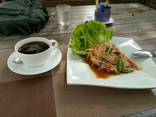 Somtam and Coffee at Veggie Homemade Aurra Ammie in Pak Chong