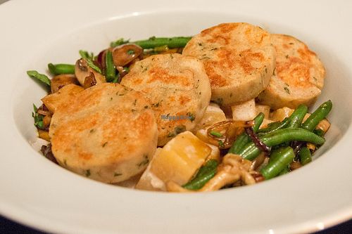 bread dumplings with mushrooms and green beans at Jakobs in Bielefeld