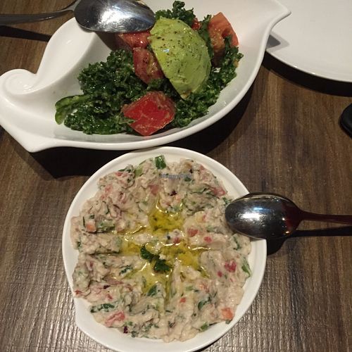 Kale salad and baba ghanoush at Wild Thyme in Kowloon