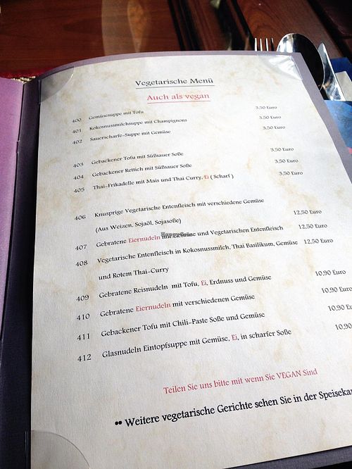 Vegan options  at Thai Siam - Living Thailand in Bad Sooden-allendorf