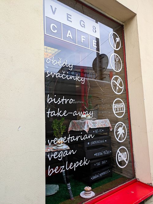Outside window at Veg8 Cafe at Veg8 Cafe in Brno