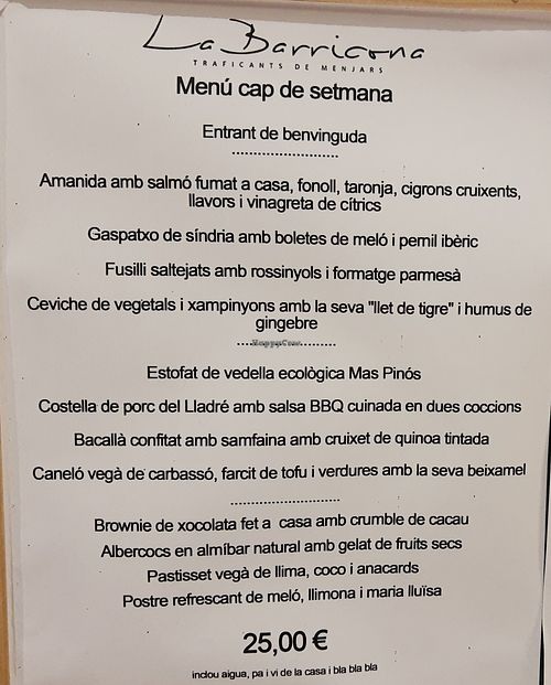 Set menú at La Barricona in Ripoll