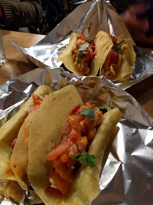 Vegetable tacos and tofu tacos! Make sure you ask for them veganized! at Gusto Taco 구스토 타코 in Seoul