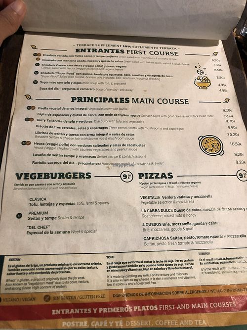Menu 2 at Vegetalia - Gotico in Barcelona