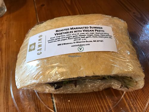 vegan pesto sandwich at Camino Bakery - 4th St in Winston-salem