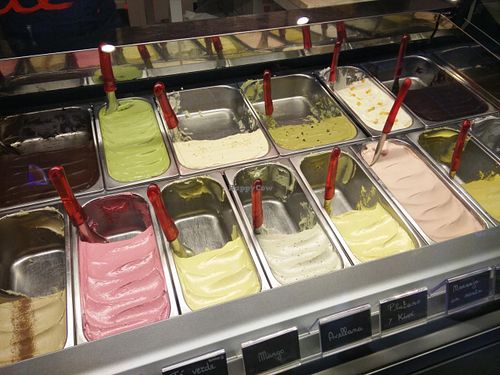 All the ice creams... :) at Heladeria Gocce di Latte in Barcelona