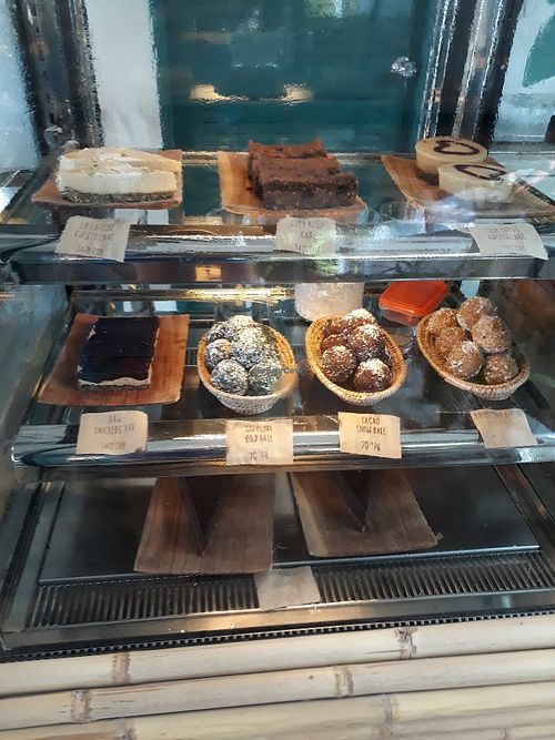 Vegan cake selection at Karma Kafe in Koh Phangan