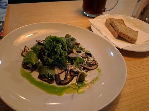 Portobello mushrooms carppacio at Plevel - Jindrisska in Prague