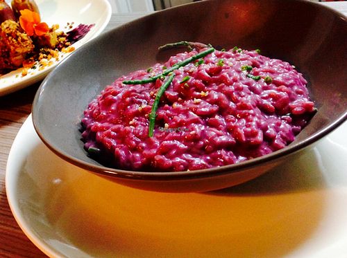beetroot & berries risotto at Lupin Restaurante Vegetariano in Porto