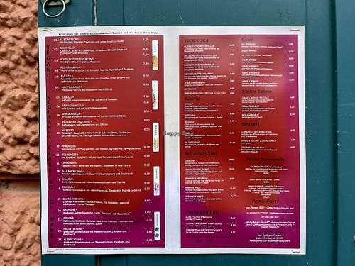 menu at Spaghetteria Orlando in Bamberg