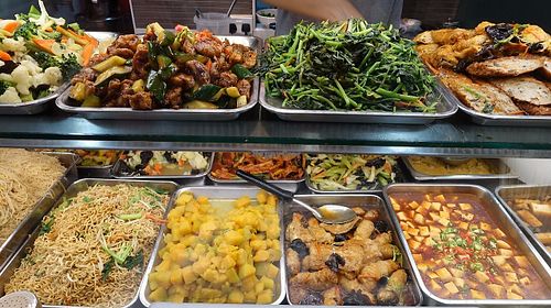 buffet spread at Foy Yin Vegetarian 佛音素食 in Central Singapore