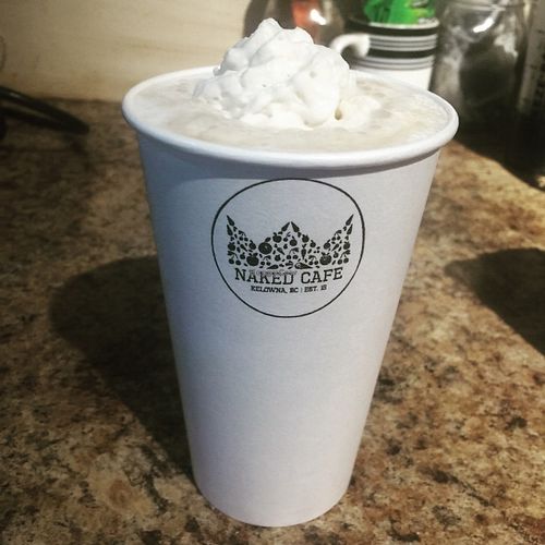 Latte with house-made coconut milk!  at Naked Cafe in Kelowna