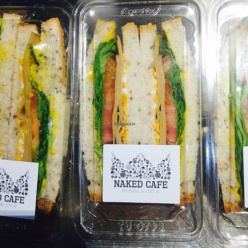 Tofurkey sandwiches in the grab & go cooler on gluten free bread  at Naked Cafe in Kelowna