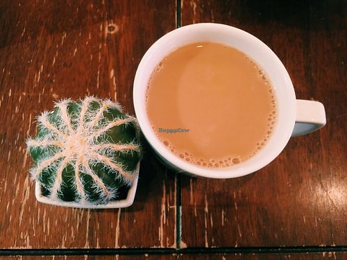 Organic coffee with soy creamer!  at Naked Cafe in Kelowna