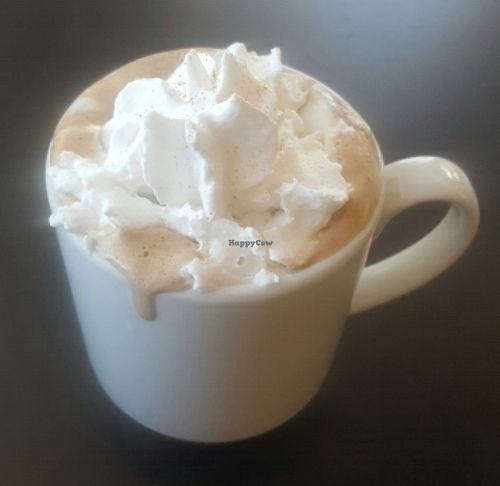 mocha mexicana made specially vegan with coconut whipped cream! at Tia B's La Waffleria in Albuquerque