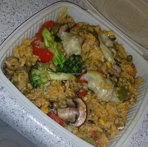 Vegan paella! So full of flavor And fresh! at Good Karma Vegan Catering in Atlanta