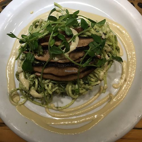 zucchini noodles with pesto at Indigo Age Cafe in Vancouver