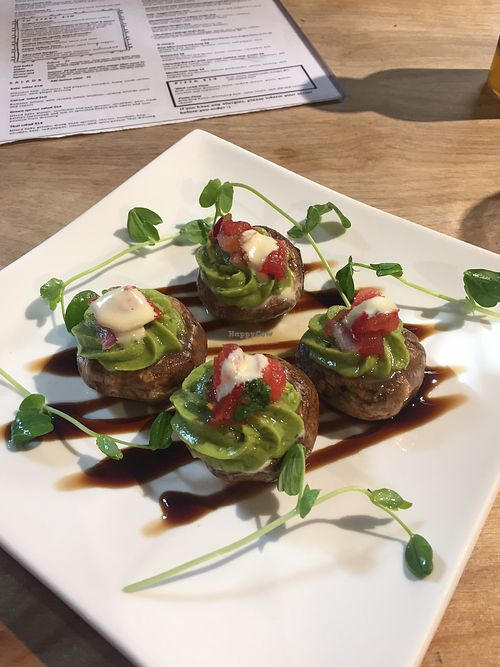Stuffed mushroom starter at Indigo Age Cafe in Vancouver