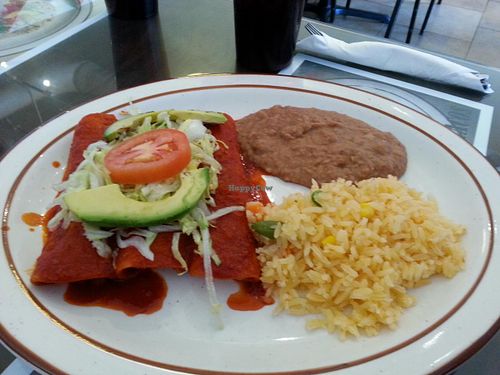 vegan red chile enchiladas at Empanadas Mexican Grill in Albuquerque