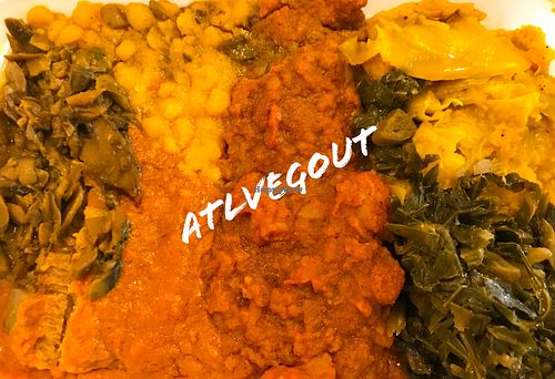 Vegan sampler at Desta Ethiopian Kitchen - Briarcliff in Atlanta