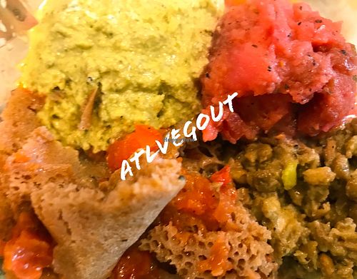 Vegan sampler at Desta Ethiopian Kitchen - Briarcliff in Atlanta