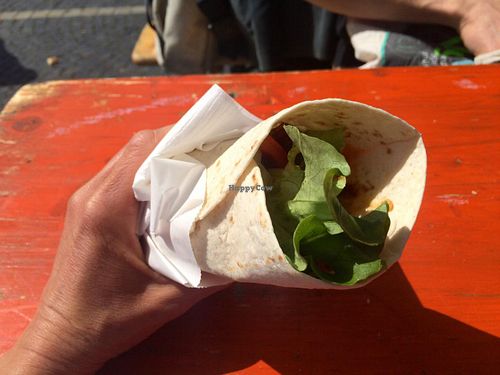 Yummy tempeh wrap at Armin's Tempeh in Heiderberg