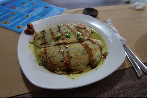 Amazing stuffed pancakes!!  at Wulan Vegetarian Warung in Ubud