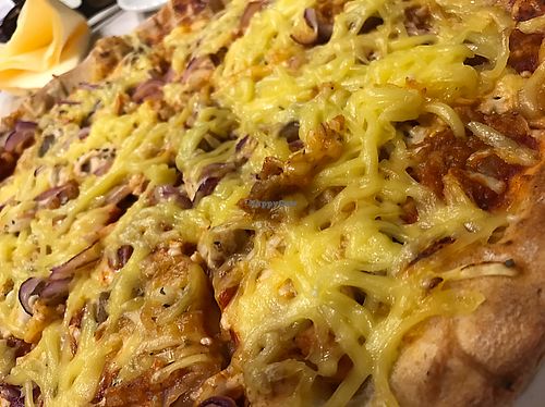 coal burners pizza with extra cheese ... omg! so good! at Napfenyes Bistro in Budapest