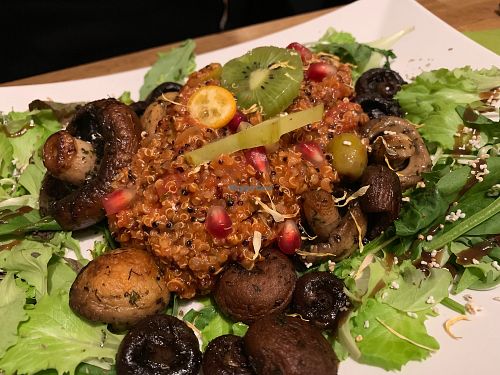 mushromms & quinoa-olive stew at triVida in Klagenfurt