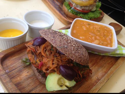 green patio burger with gluten free option at The Green Patio in Cusco