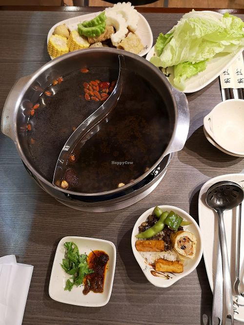 Nice buffet style vegetarian (steamboat) hotpot with a few cooked dishes & ice-creams. at Ruò Hé Vegetable Hot Pot - Like Lotus  in Taipei